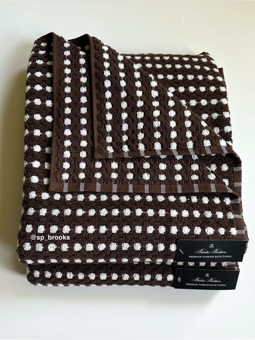 🎁6PC Brooks Brothers Premium Turkish Cotton Bath Towel Set - Brown and White - Picture 4 of 12